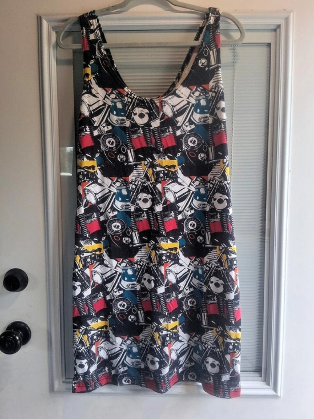 Harley-Davidson Vintage Multi Graphic Print Mini Tank Dress Black & White Large